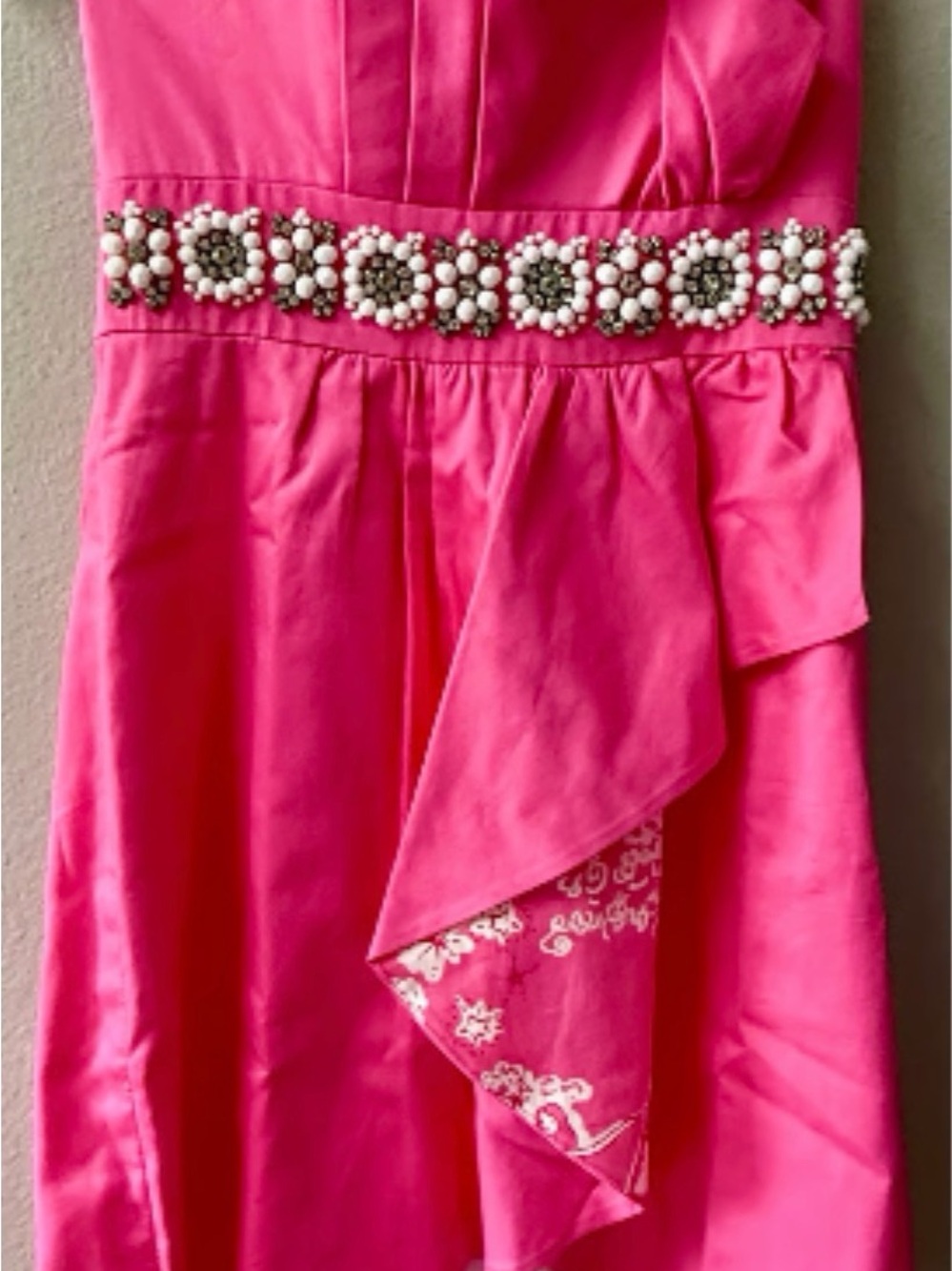 Lilly Pulitzer Strapless Hot Pink Beaded Waist Dress - Picture 2 of 8